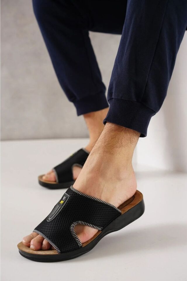 Erkek Yazlık Sokak Terliği-ev Terliği Fileli SİYAH - 40